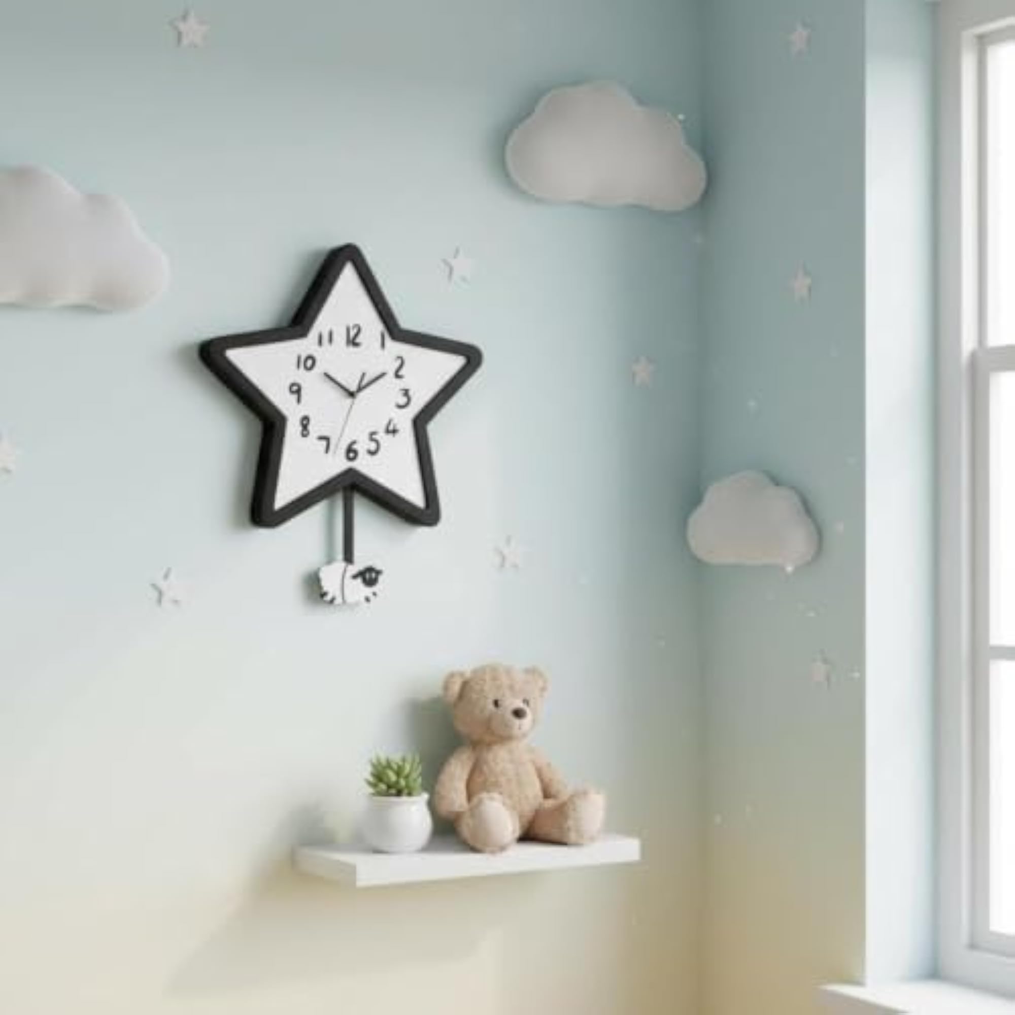 Swinging Sheep Pendulum Clock for Kids Room Decor